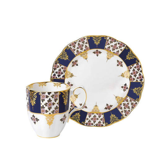 Royal Albert 100 Years 1900 Regency Mug & 20cm Plate, Blue, Fine Bone China