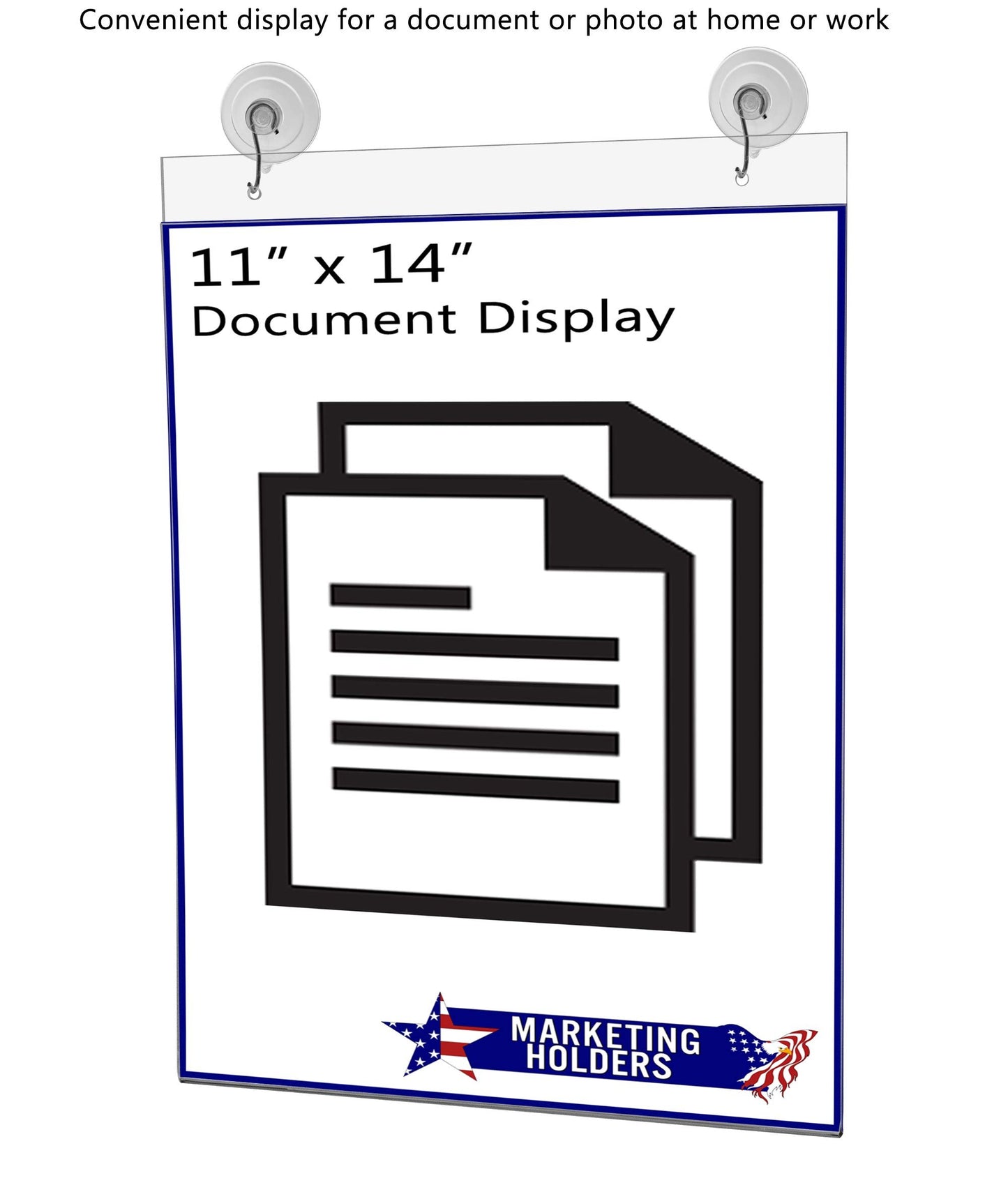 Marketing Holders Sign Holder with Suction Cup Hooks Glass Wall or Window Mount Clear Acrylic 11 x 14 Poster or Flyer Sleeve for Businesses Salons Restaurants and Schools