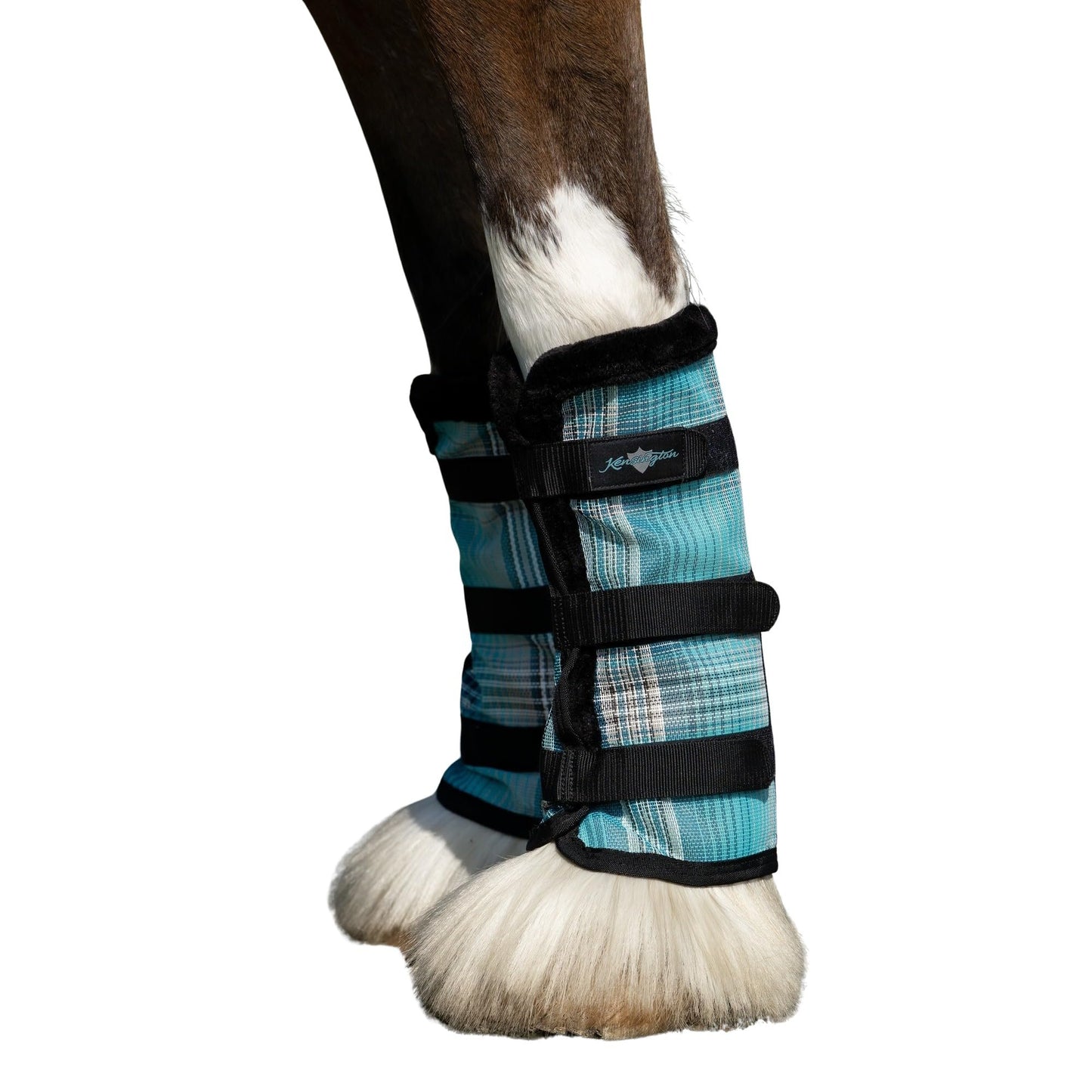 Kensington Natural Horse Fly Boots - Fleece Trimmed - Stay-Up Technology - Protection from Insect Bites and UV Rays - Sold in Pairs (2 Boots) - Medium - Tan