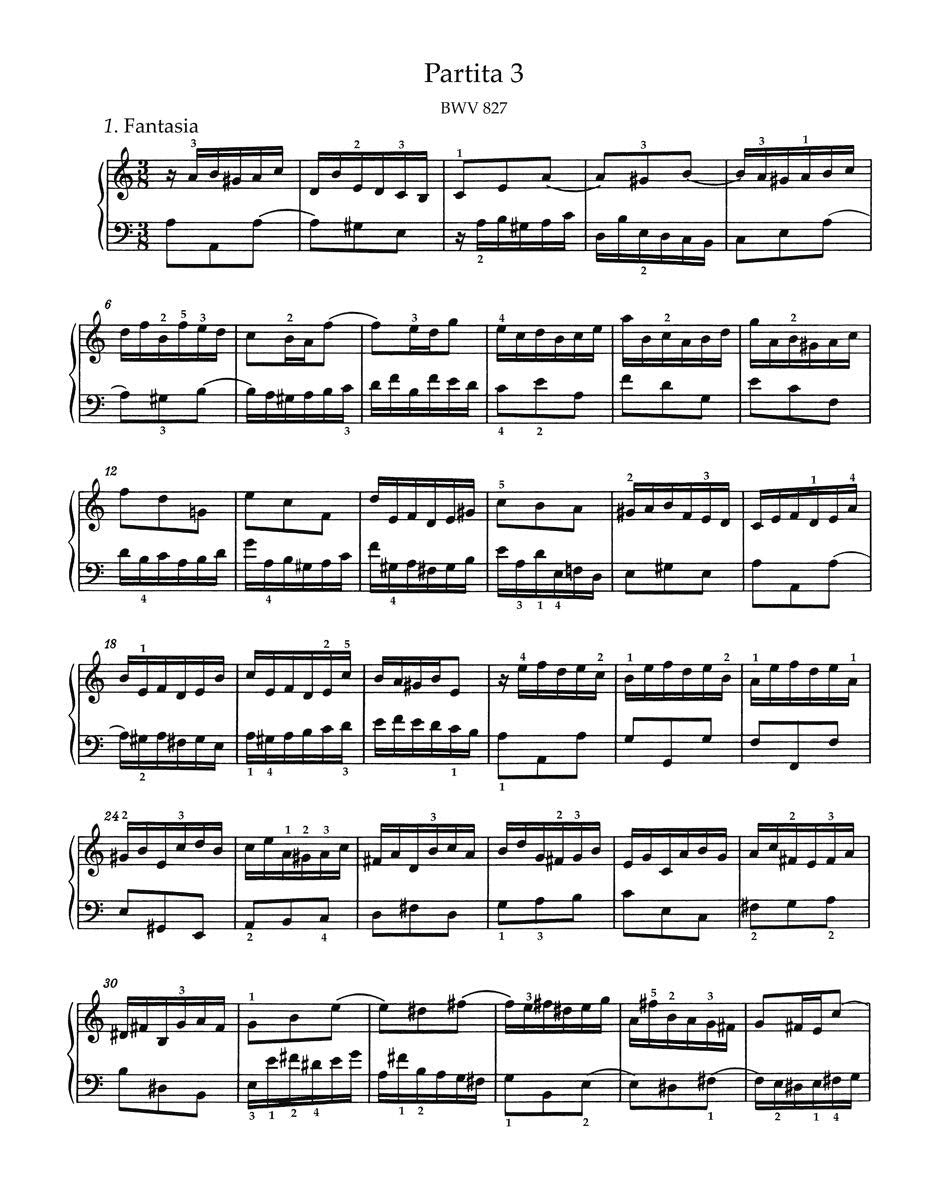Six Partitas BWV 825-830 with fingerings (Piano)