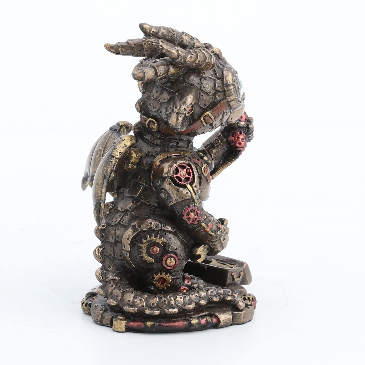 Veronese Design Steampunk Dragon Tinkerer w/Goggles Mechanical Gear Resin Figurine Bronze Finish