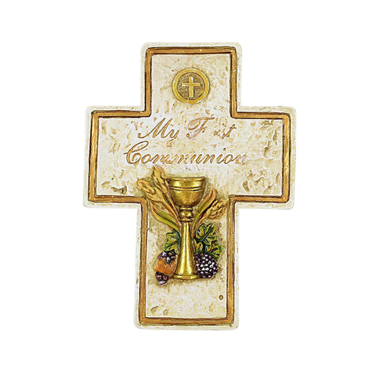 My First Communion Cross Shaped 2.5 x 3.5 Inch Resin Stone Keepsake Box