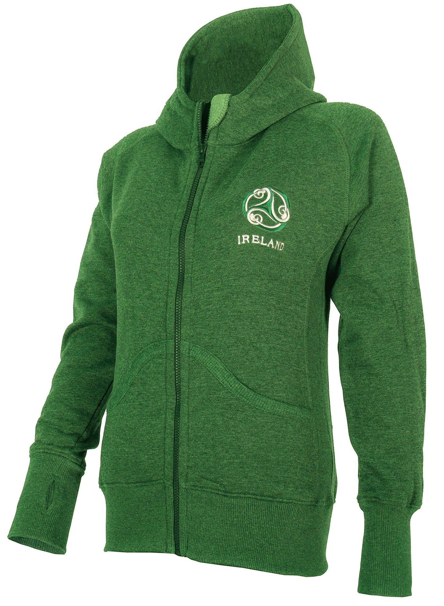 Malham Irish Triskele Yarn Dyed Hoodie Heather Green