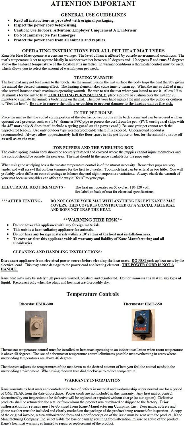 Kane Electric Pet Heat Mat - Self Regulated 18x18