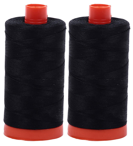 2-Pack - Aurifil 50WT - Solid - Mako Cotton Thread - 1422Yds Each