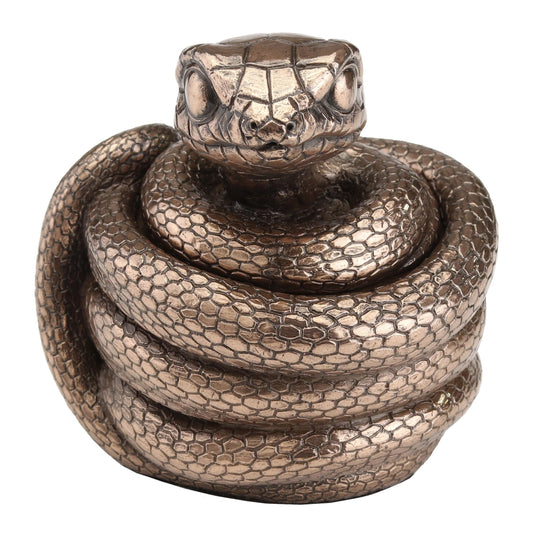 Veronese Design 3 Inch Coiling Snake Secret Trinket Stash Box Cold Cast Resin Bronze Finish Cute Animal Sculpture