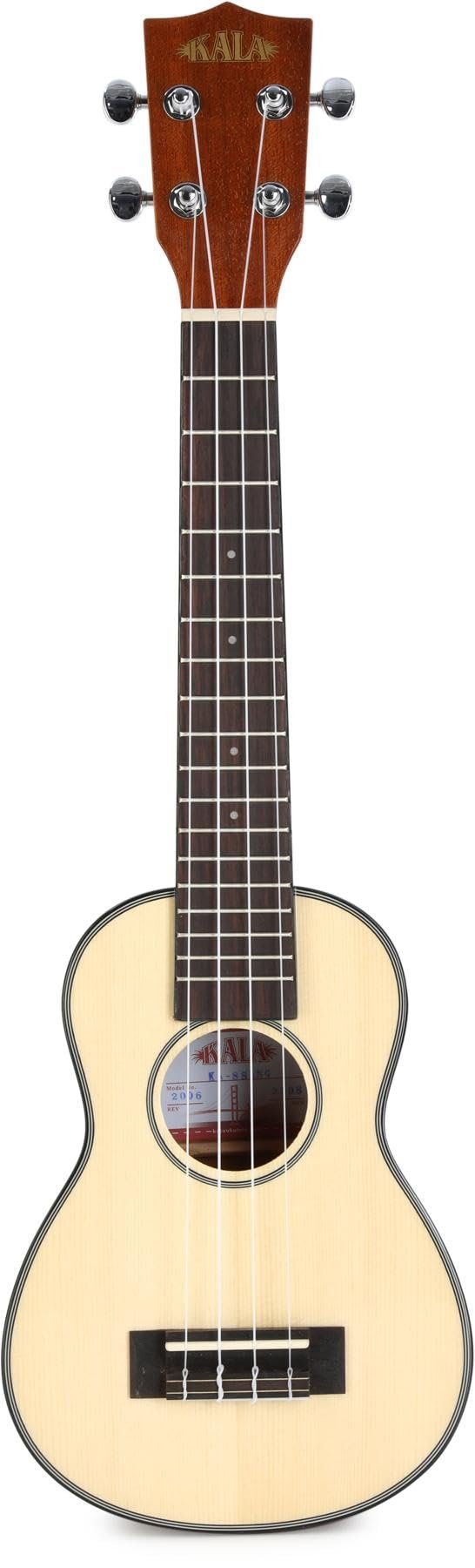 Kala KA-SSLNG Soprano Long Neck - Solid Spruce Top / Mahogany Ukulele, Natural, Soprano