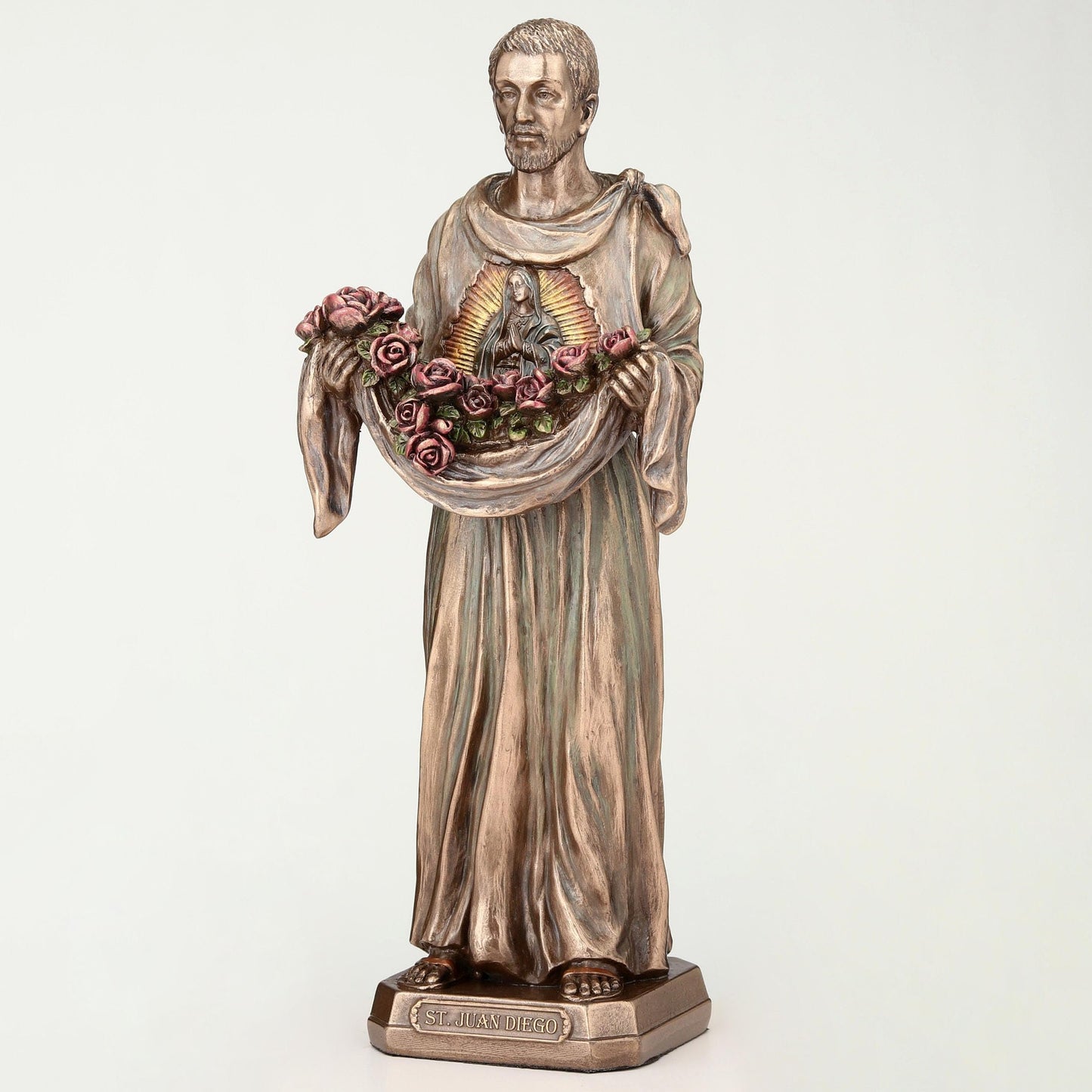 Veronese Design 8 1/8 Inch Saint Juan Diego Cuauhtlatoatzin Cold Cast Resin Bronze Finish Sculpture