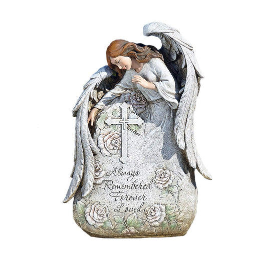 Joseph's Studio by Roman Inc., Memorial Angel Garden, Garden Collection, Religious Statue, Holy Family, Memorial, Angel, Patron Saint, Garden Décor (16x11x5)