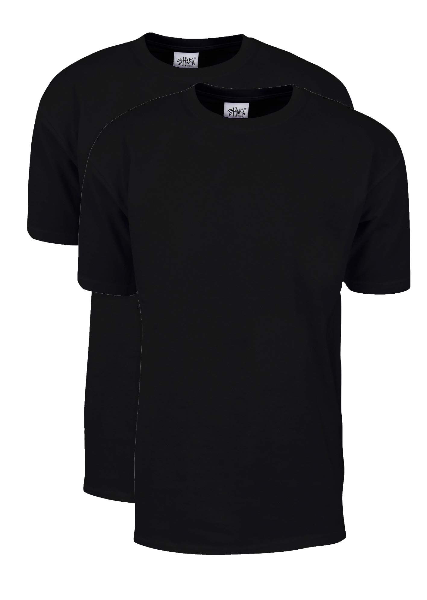 Shaka Wear Men's T Shirt – 2 Pack 7 oz Max Heavyweight Cotton Short Sleeve Crewneck Tee Top Tshirts Regular Big Size MHS02 Black 2T 2pk