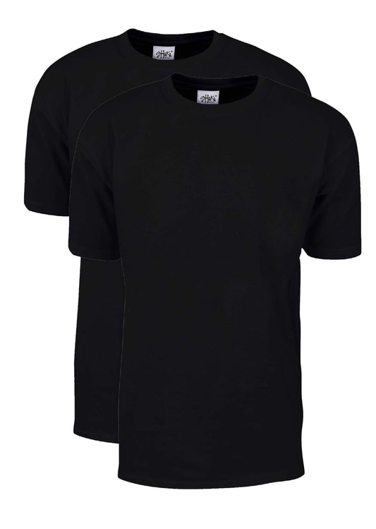 Shaka Wear Men's T Shirt – 2 Pack 7 oz Max Heavyweight Cotton Short Sleeve Crewneck Tee Top Tshirts Regular Big Size MHS02 Black 2T 2pk