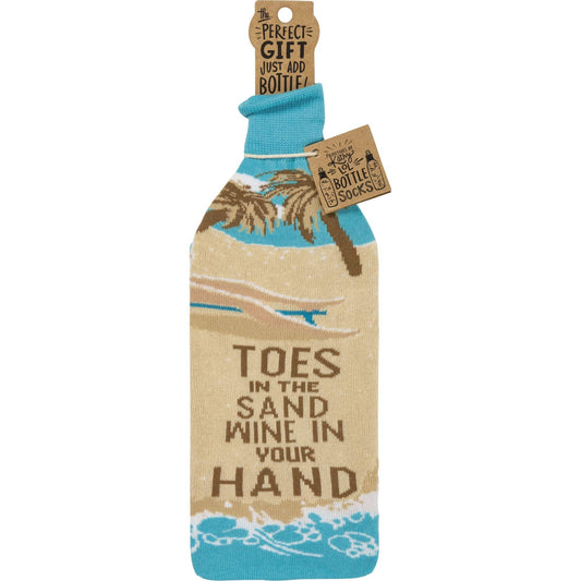 Primitives by Kathy Bottle Sock - Toes In The Sand Wine In Your Hand in Beach Design Wine Bottle Sock Wrap