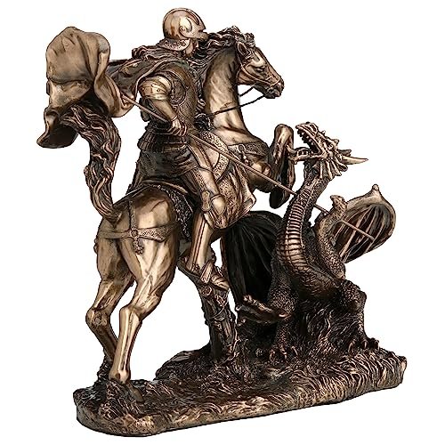 Veronese Design 6 1/4 Inch Saint George The Dragon Slayer Cold Cast Resin Bronze Finish Sculpture