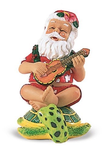 Island Heritage Strumming Santa on Honu Ornament for Christmas