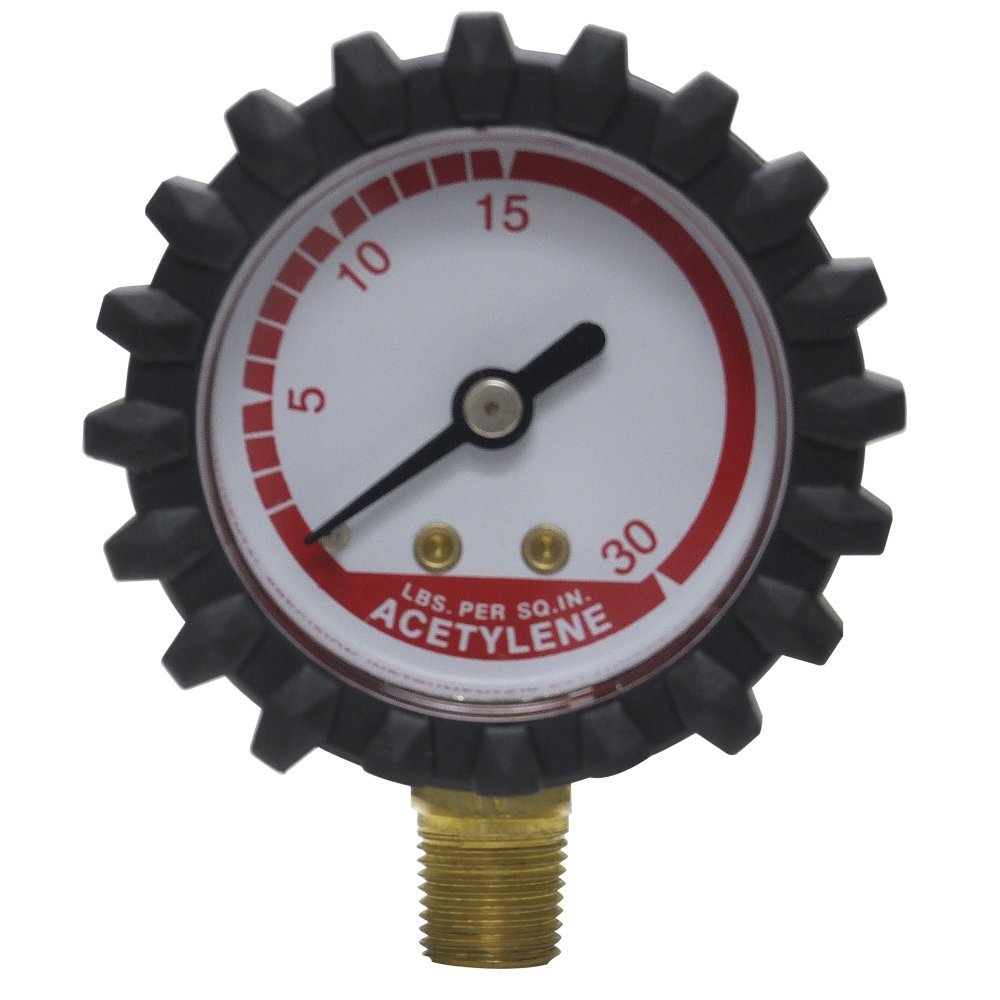 Uniweld G15D 1-1/2-Inch 30 PSI Acetylene Replacement Delivery Gauge with Protective Rubber Gauge Boots