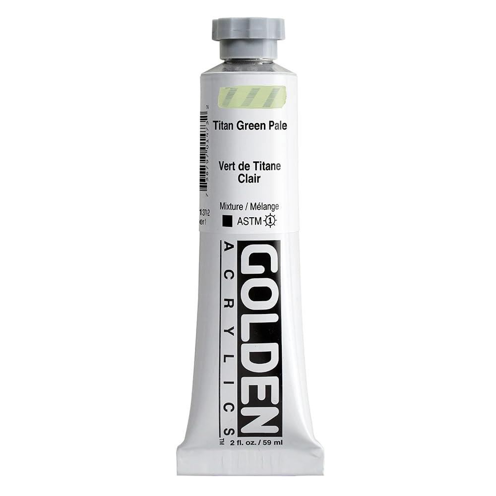 Heavy Body Acrylics by GOLDEN, Titan Green Pale, 2 fl. oz. Tube, Professional Acrylic Paint, Opaque