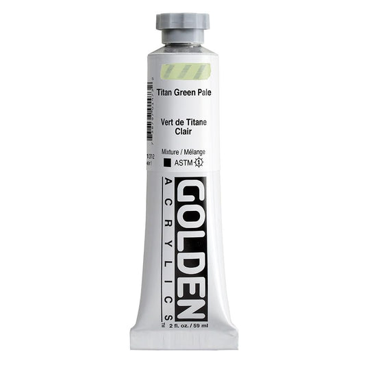 Heavy Body Acrylics by GOLDEN, Titan Green Pale, 2 fl. oz. Tube, Professional Acrylic Paint, Opaque