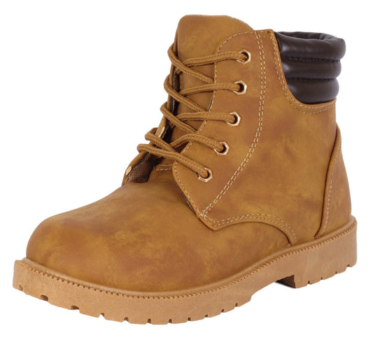 Rugged Bear Boys Lace Up Work Boot,Tan,2
