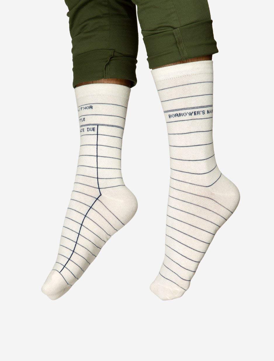 Out of Print Library Card White Socks Unisex Large
