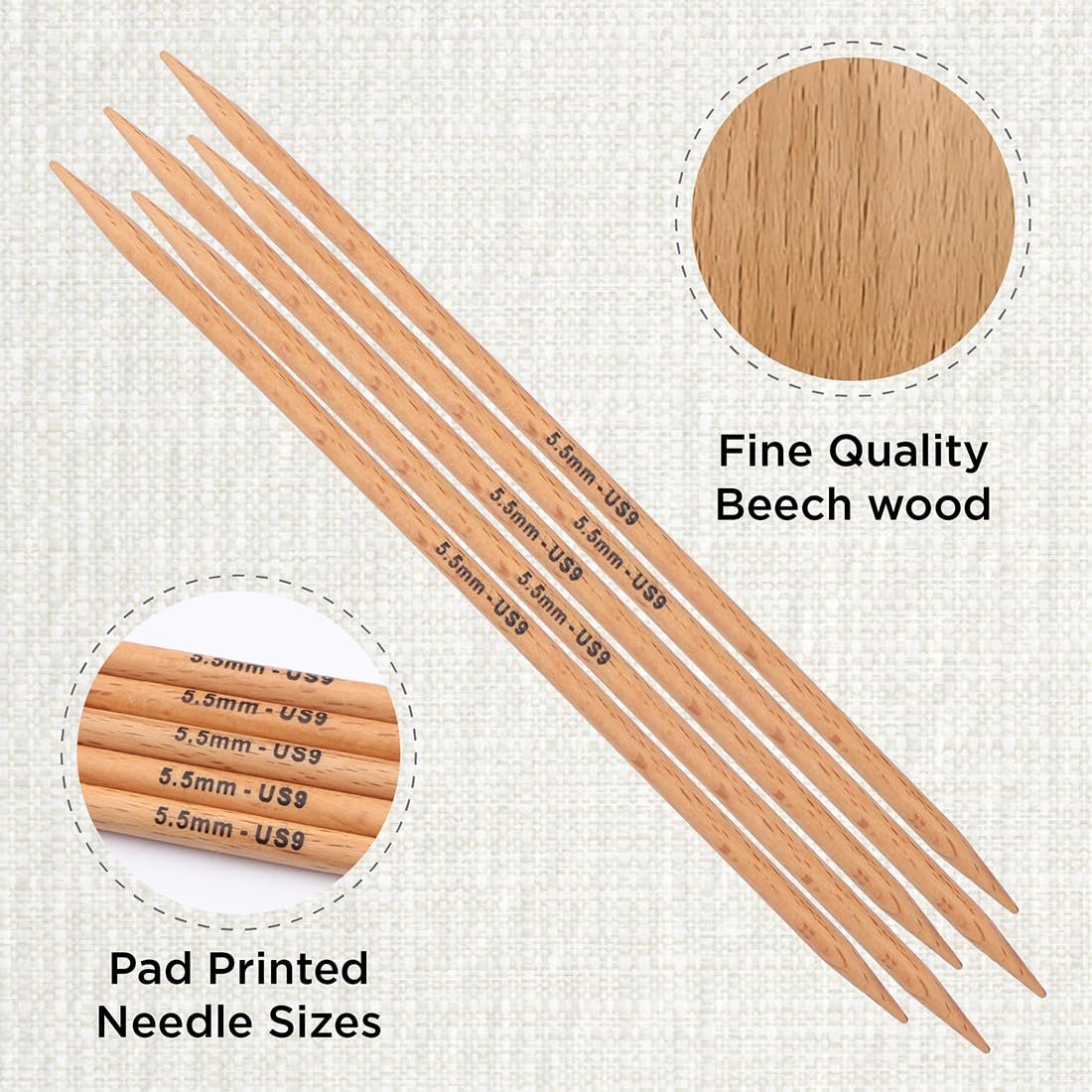 KnitPro Basix Beech Double Pointed Needles 8" (20cm)