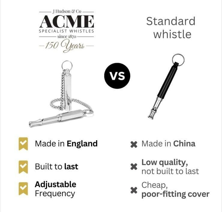 ACME Genuine 'Silent' Dog Training Whistle no. 535. Adjustable Frequency. Good gound Quality. Weather-Proof. Designed and Made in The UK. Solid Brass