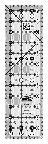 Creative Grids Quilt Ruler 3-1/2in x 12-1/2in Rectangle – CGR312 – Made in USA, Non-Slip Grip Acrylic Quilting, Sewing, Crafting, Patchwork Ruler for Measuring & Cutting Fabric