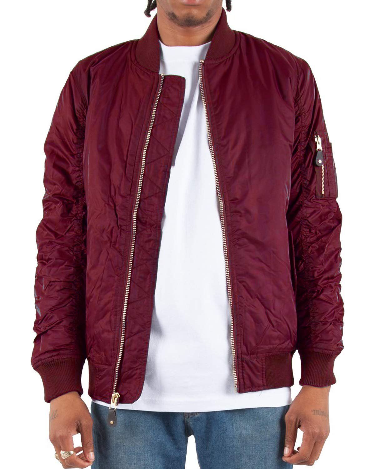 Shaka Wear Men's Flight Jackets – Casual MA-1 Bomber Coat Windbreaker Full Zip Fully Lined Regular and Bigs S~3XL