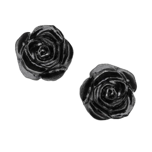 Alchemy Romance Rose Stud Earrings England Black Pretty Dark Gothic Alternative