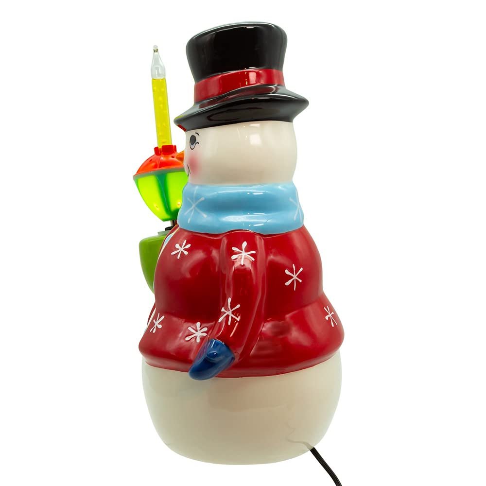 Kurt S. Adler Kurt Adler 10-Inch Ceramic Snowman with Bubble Light Table Piece, White