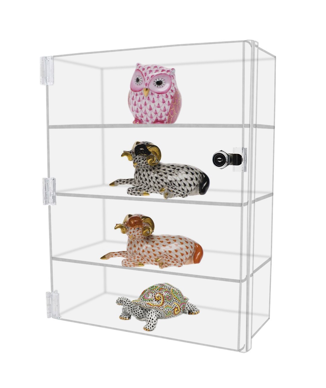Marketing Holders Security Locking Case Bakery Pastry Cabinet Display with Lock and 2 Keys Acrylic Jewelry Show Case Stand 4 Shelf Cabinet