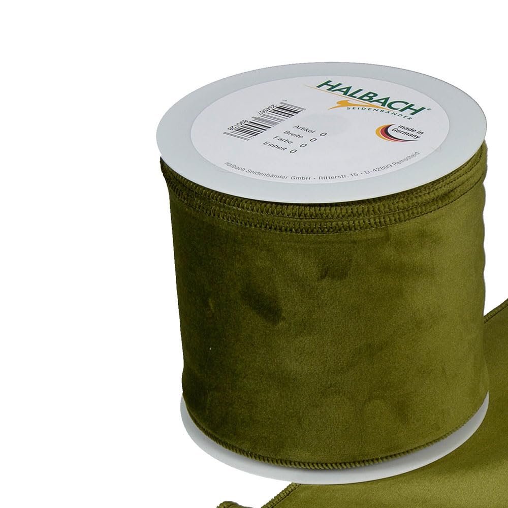 FloristryWarehouse Green Christmas Velvet Fabric Ribbon 4 inches Wide on 9 Yards roll. Wired Edge