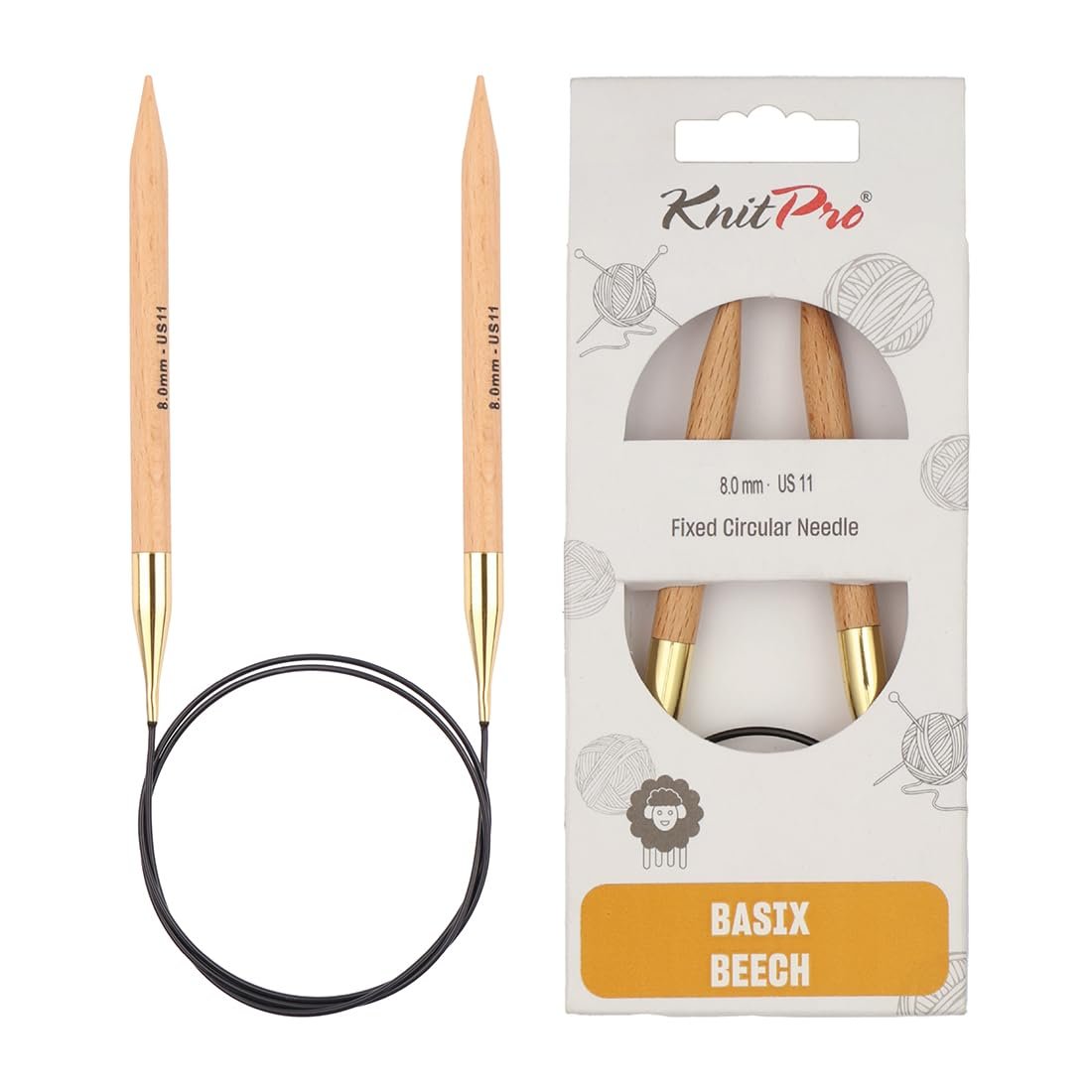 KnitPro Basix Beech Fixed Circular Needles 32" (80cm)