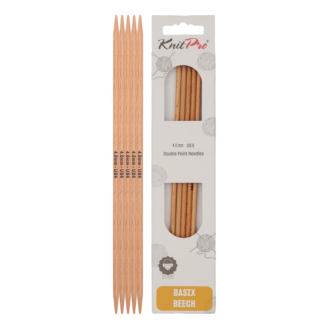 KnitPro Basix Beech Double Pointed Needles 8" (20cm)