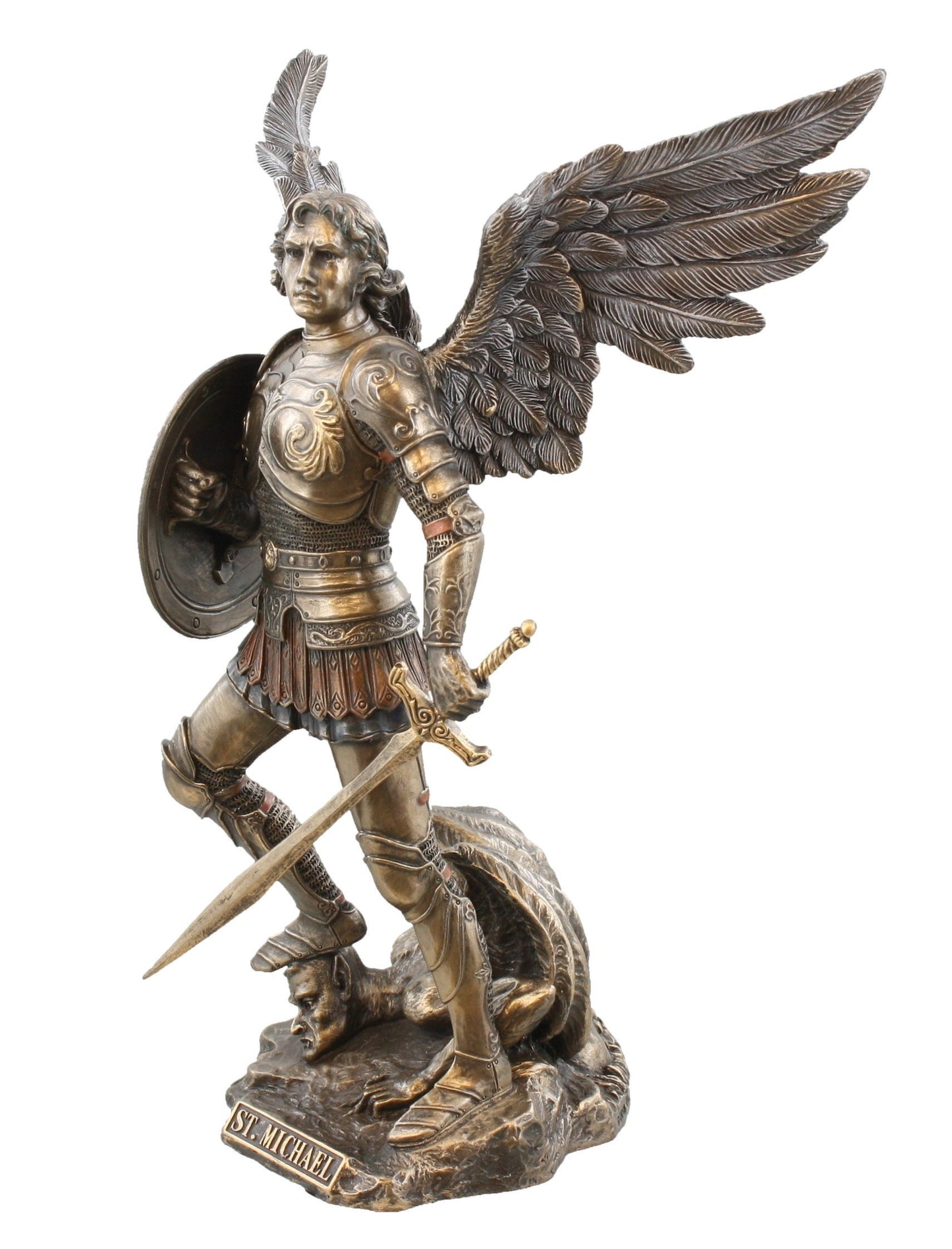Studio Collection St. Michael with Sword and Shield - 9" Tall - Bronze Color