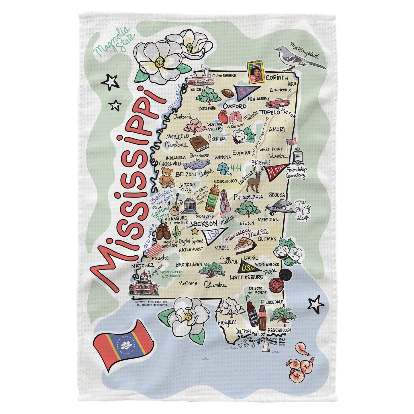 Fish Kiss® 16"x24" Map Dish Towel is of 100% Microfiber Waffle Weave Making it Super Absorbent, Soft & Machine Washable - Map Kitchen Towel,Map Dish Cloth is Multi Purpose