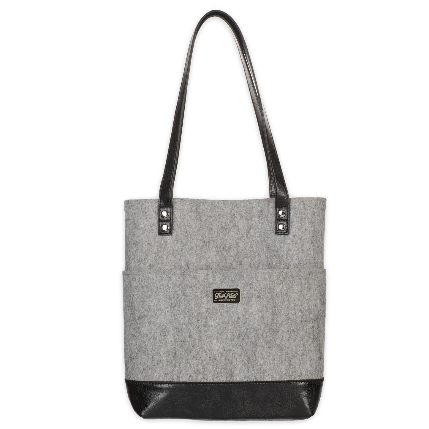 Christian Art Gifts Felt and Faux Leather Fashion Bible Cover Tote Bag with Inspirational Scripture, One Size