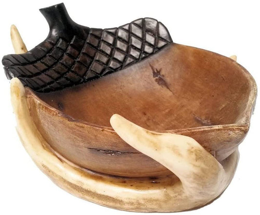 Slifka Sales Co. Rustic Antler and Acorn Decorative Bowl, 8-inches