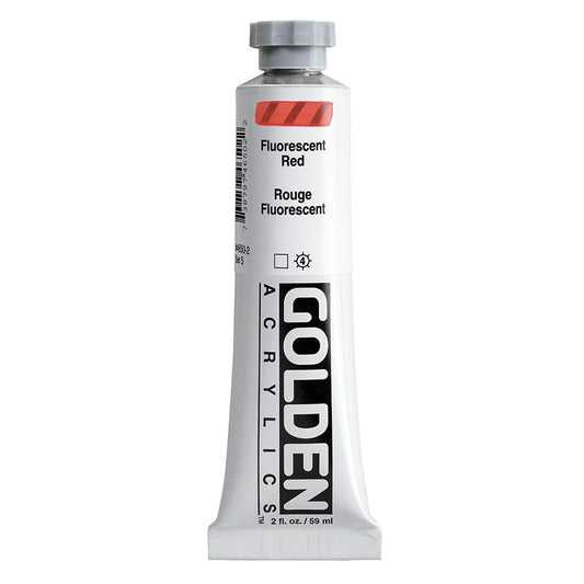 GOLDEN Heavy Body Acrylics, Fluorescent Red, 2 fl. oz. Tube, Professional Acrylic Paint, Transparent