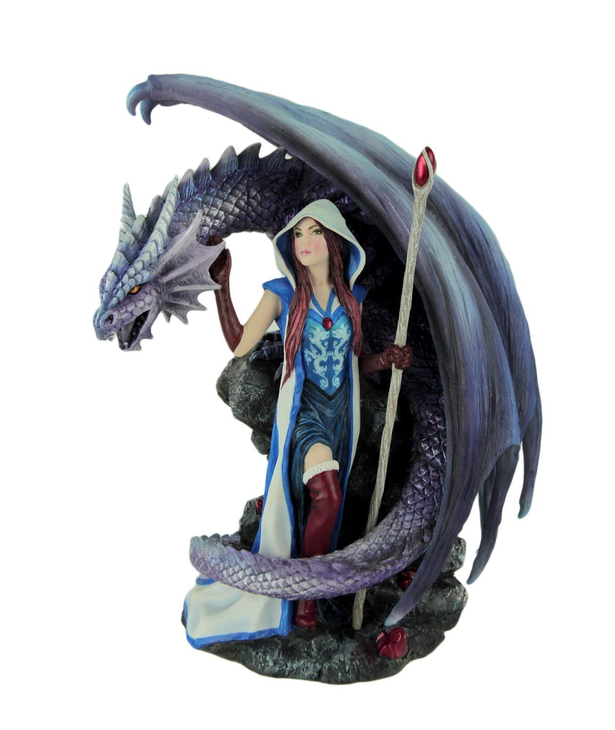 Veronese Design Dragon's Mage by Anne Stoke Sorceress and Dragon Statue