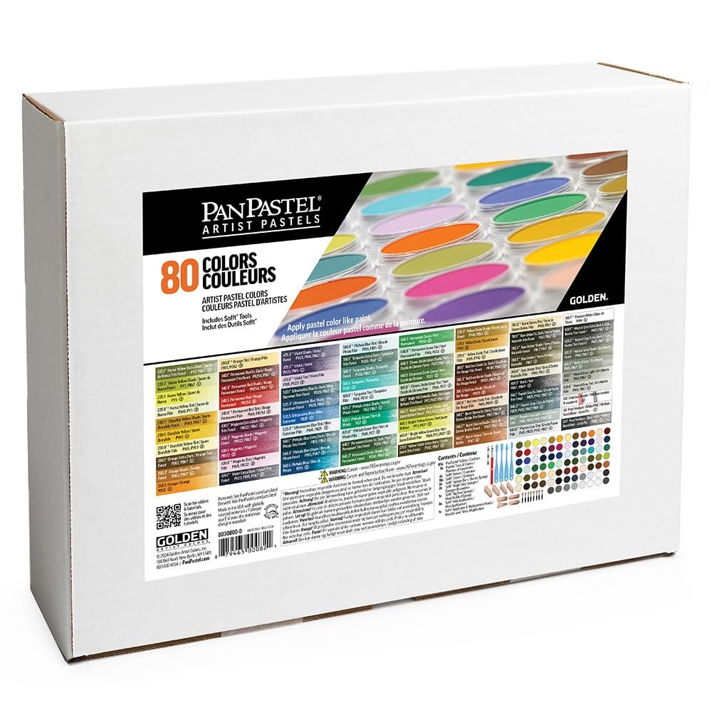 PanPastel Artist Pastels by GOLDEN, 80 Color Set, Professional Artist Pastels, Unique Pan Format (cake-like)