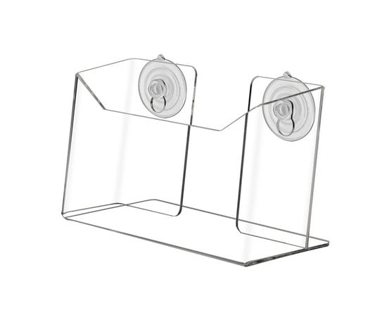 Marketing Holders 2 Pack Suction Cup Postcard Holder Holds 6 Inch Wide Index Cards Window or Glass Wall Mount Rack Horizontal Document Rack Memo Note Promo Literature