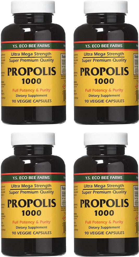 YS Eco Bee Farms Propolis 1000-90 caps (Pack of 4)