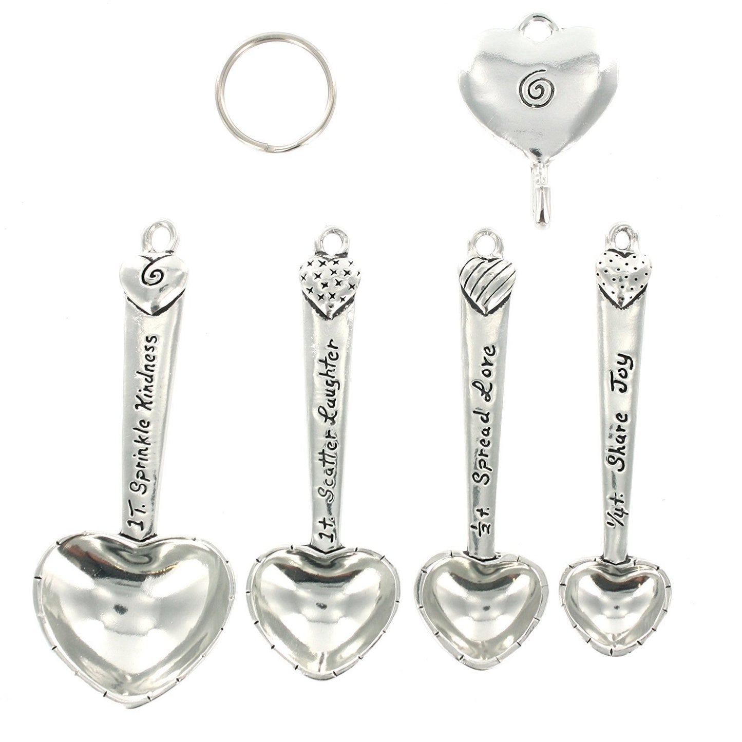 Pewter Heart Measuring Spoons w/Hook