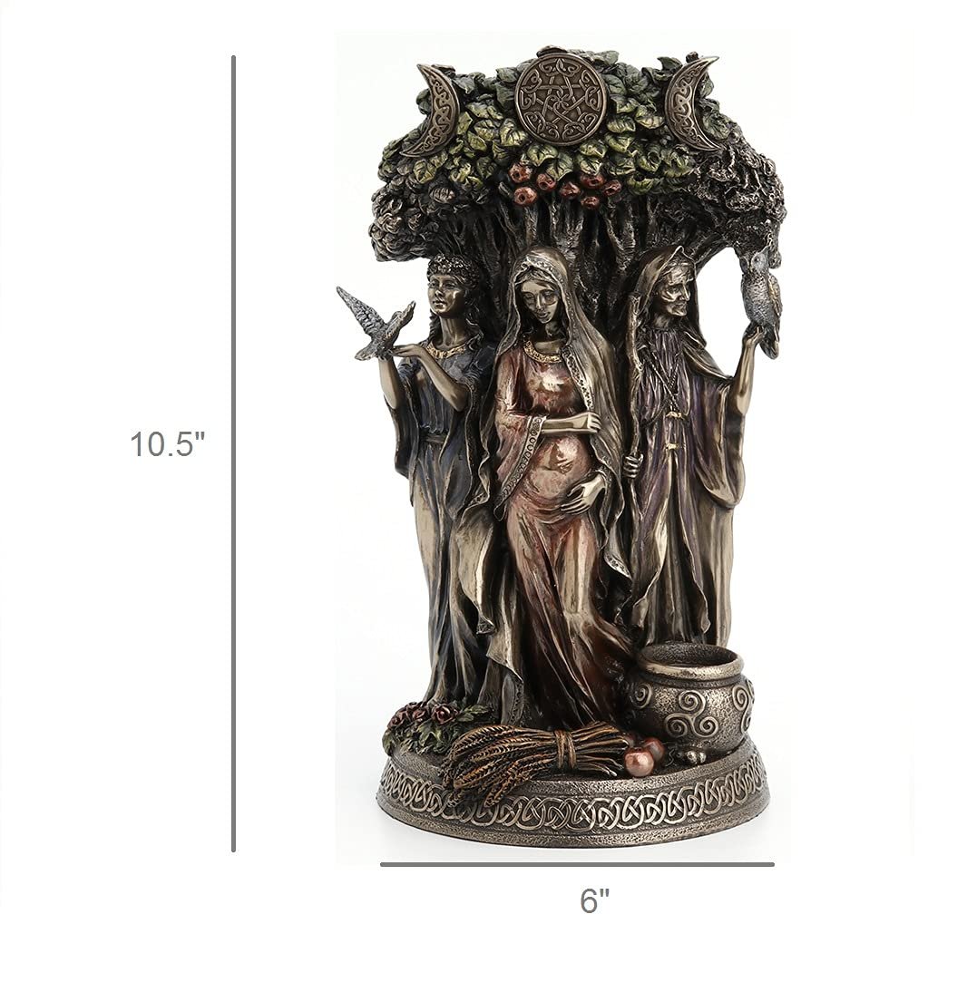 Veronese Resin Statues Danu Irish Triple Goddess of The Tuatha De Danann Statue 6 X 10.5 X 5 Inches
