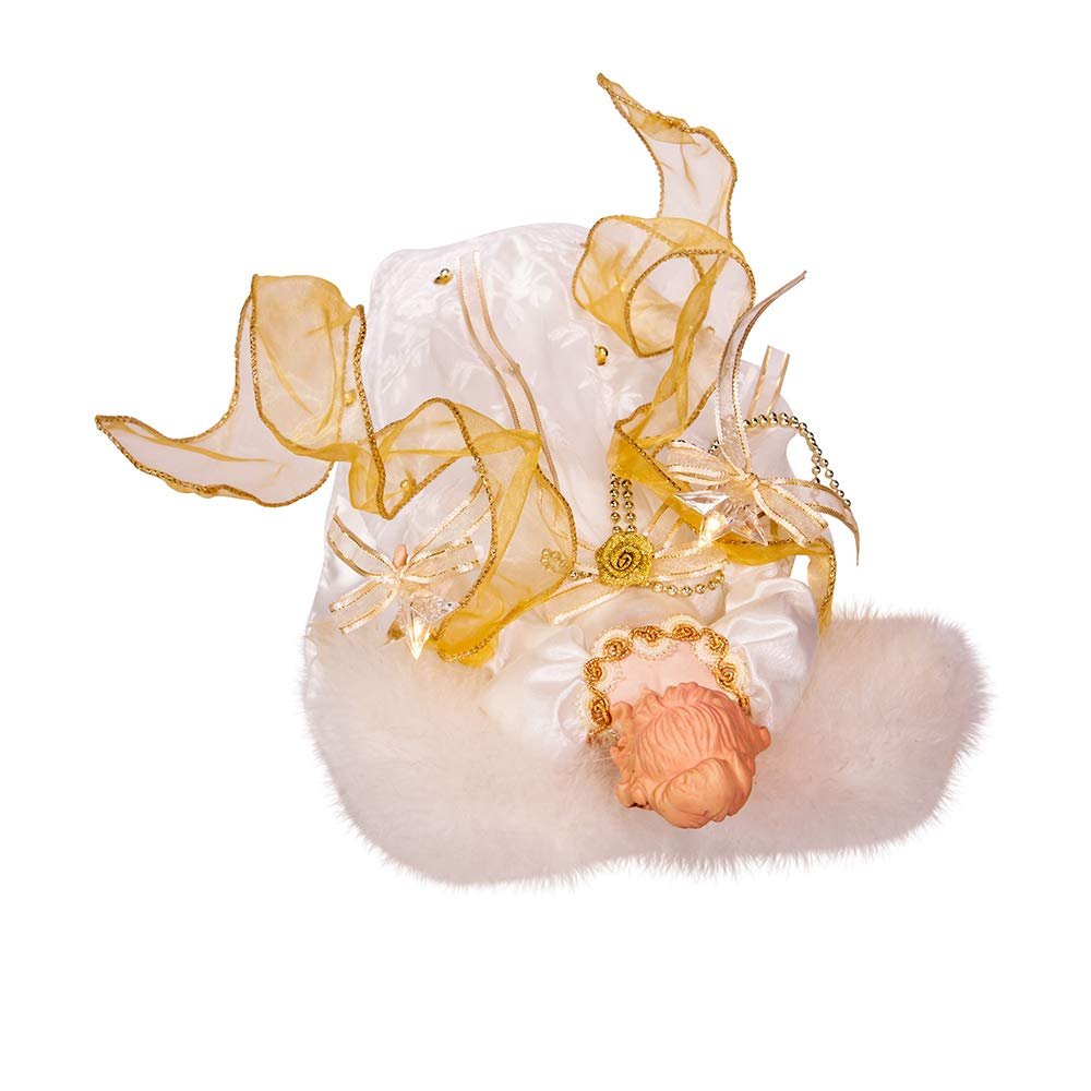 Kurt S. Adler Kurt Adler 14-Inch Battery-Operated Ivory and Gold LED Angel Treetop, White