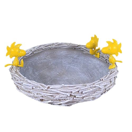 Roman 4-Piece 12-Inch Peanuts Woodstock’s Nest Bird Bath or Feeder – Decorative Outdoor Bowl Set for Birds, Yard, Garden, Patio, or Porch Décor