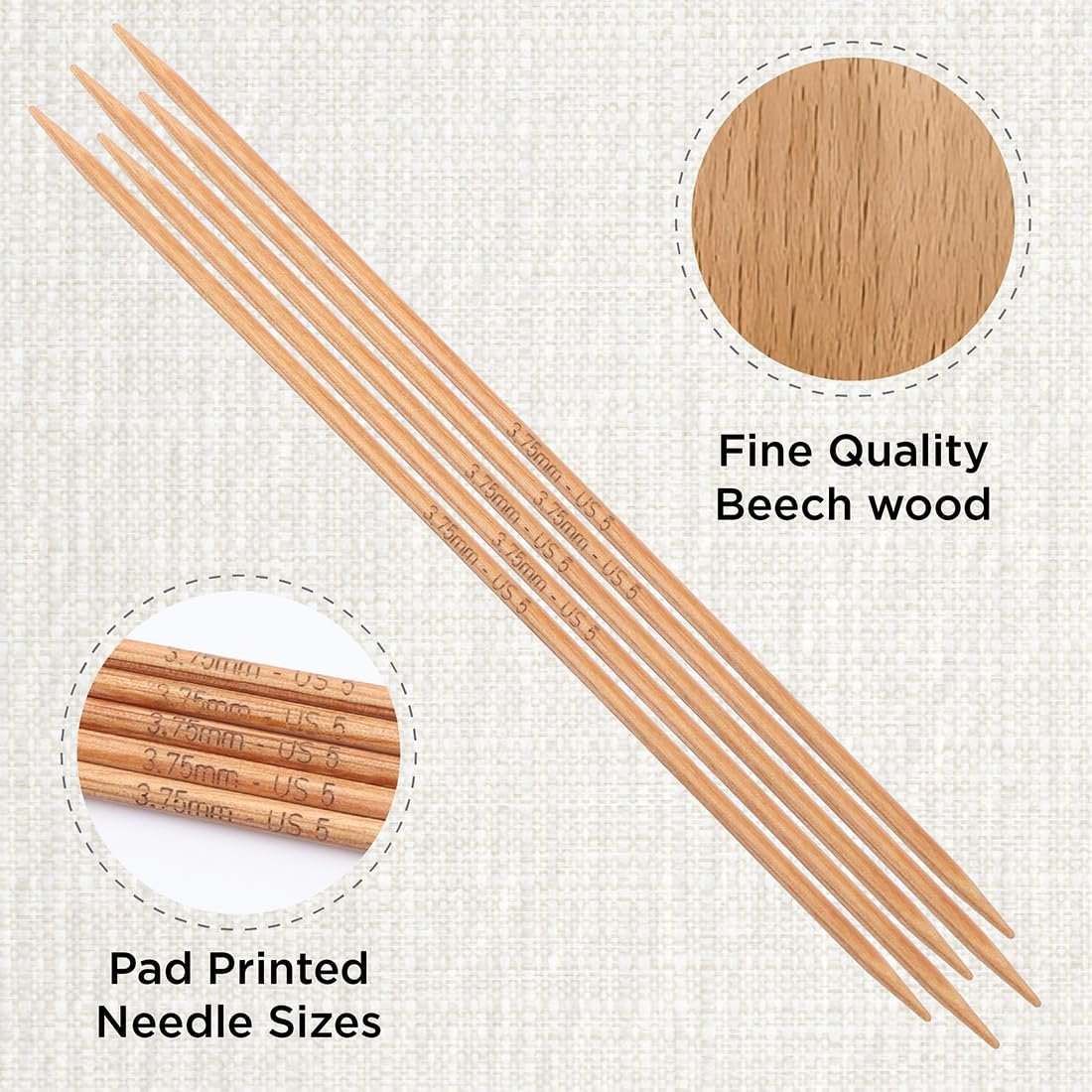 KnitPro Basix Beech Double Pointed Needles 8" (20cm)