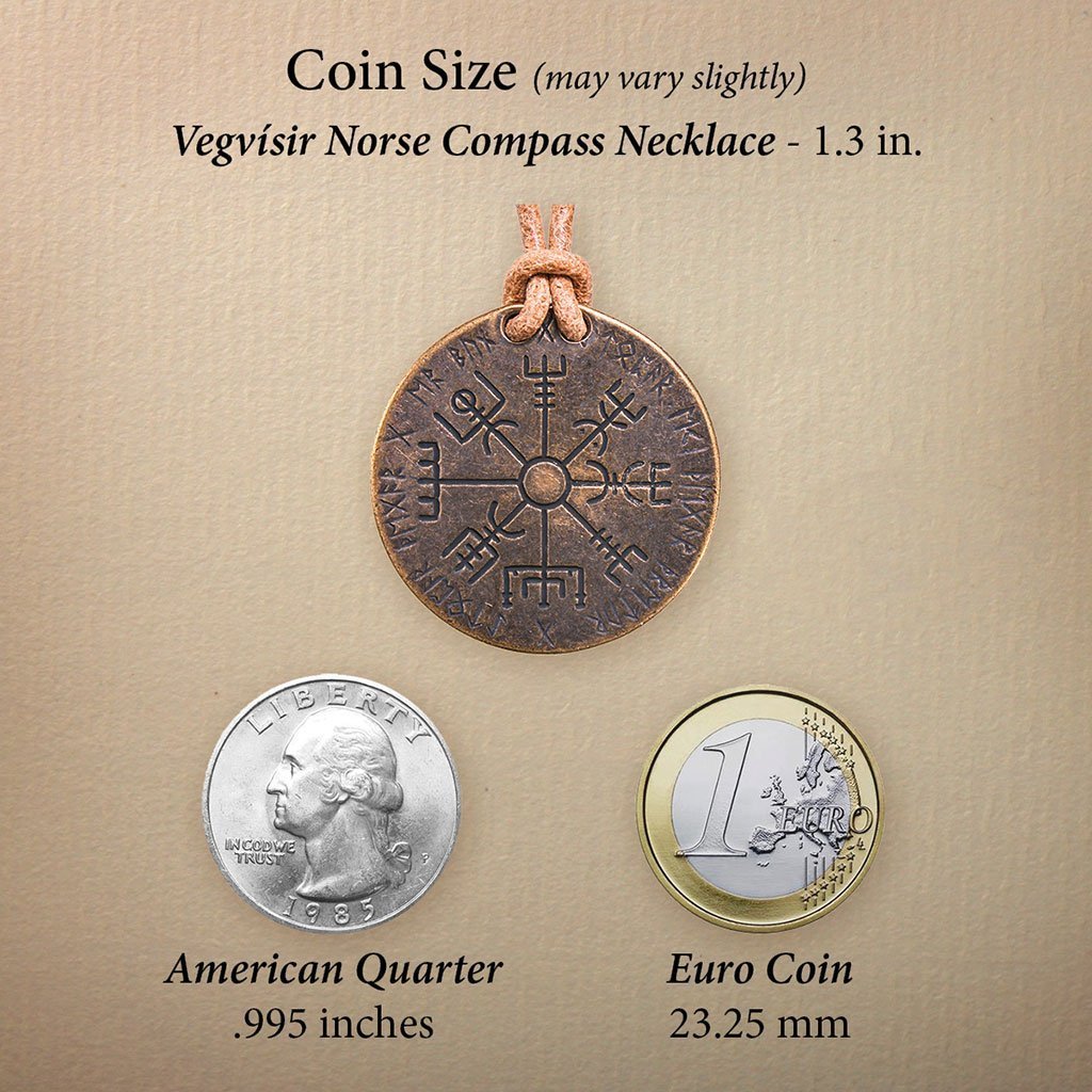 Shire Post Mint Vegvisir Norse Compass Necklace on Leather Cord