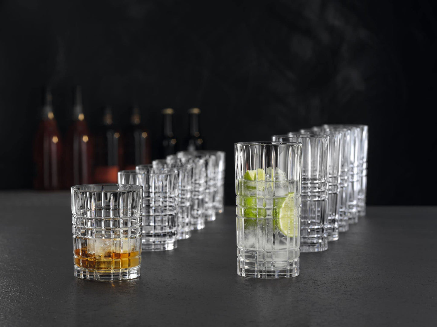Nachtmann Longdrinkgläser Set 445 ml, 4 Stück, Square, 101049, Cocktailgläser aus Kristallglas, Trinkgläser spülmaschinenfest