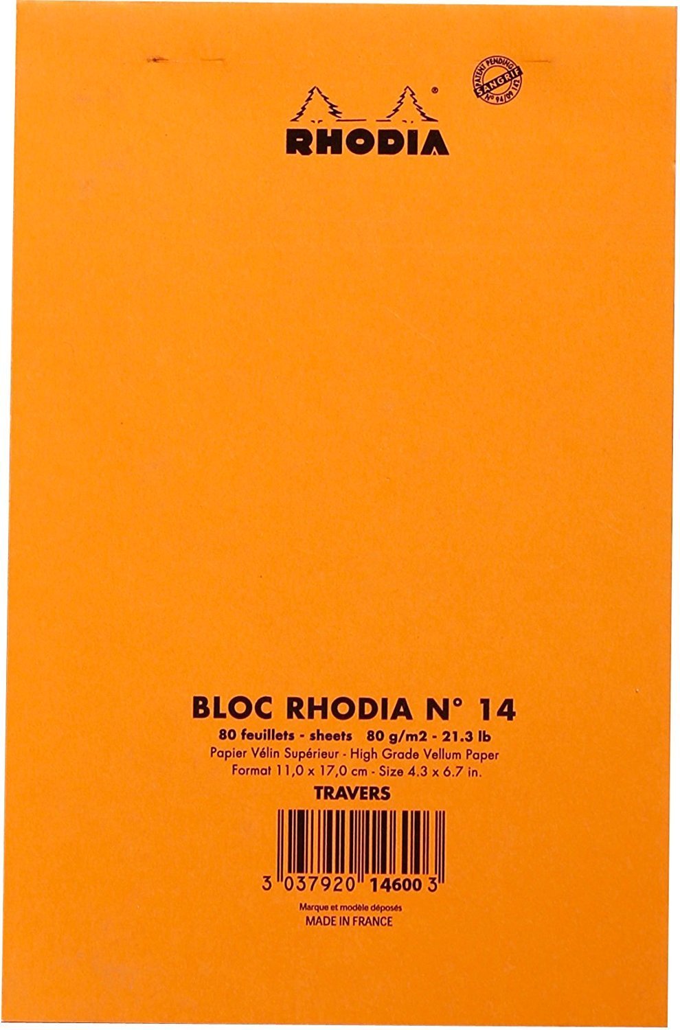 Rhodia Top Staplebound No. 14 Notepad (4.375 x 6.375), Pack of 5